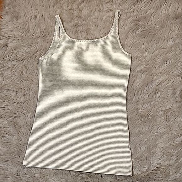 Eddie bauer womens light gray and white stripped cotton stretch tank top size xs - Picture 5 of 5